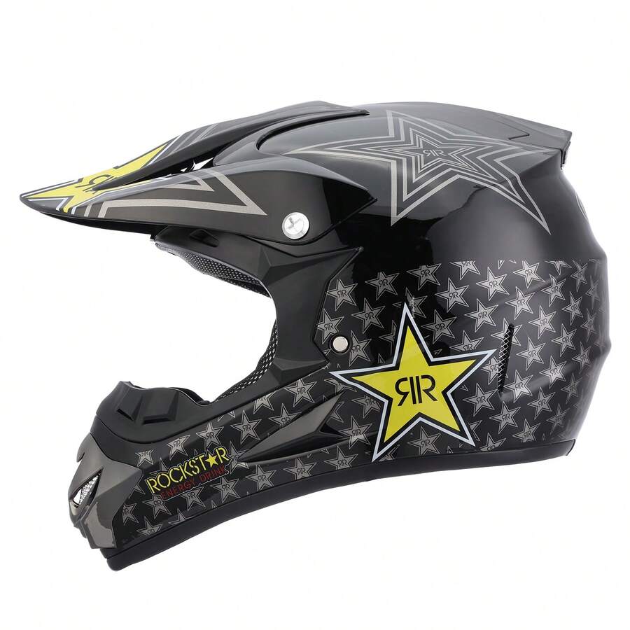 Casco Cross Infantil Niño Moto Con Gafas Guantes Estrella -M