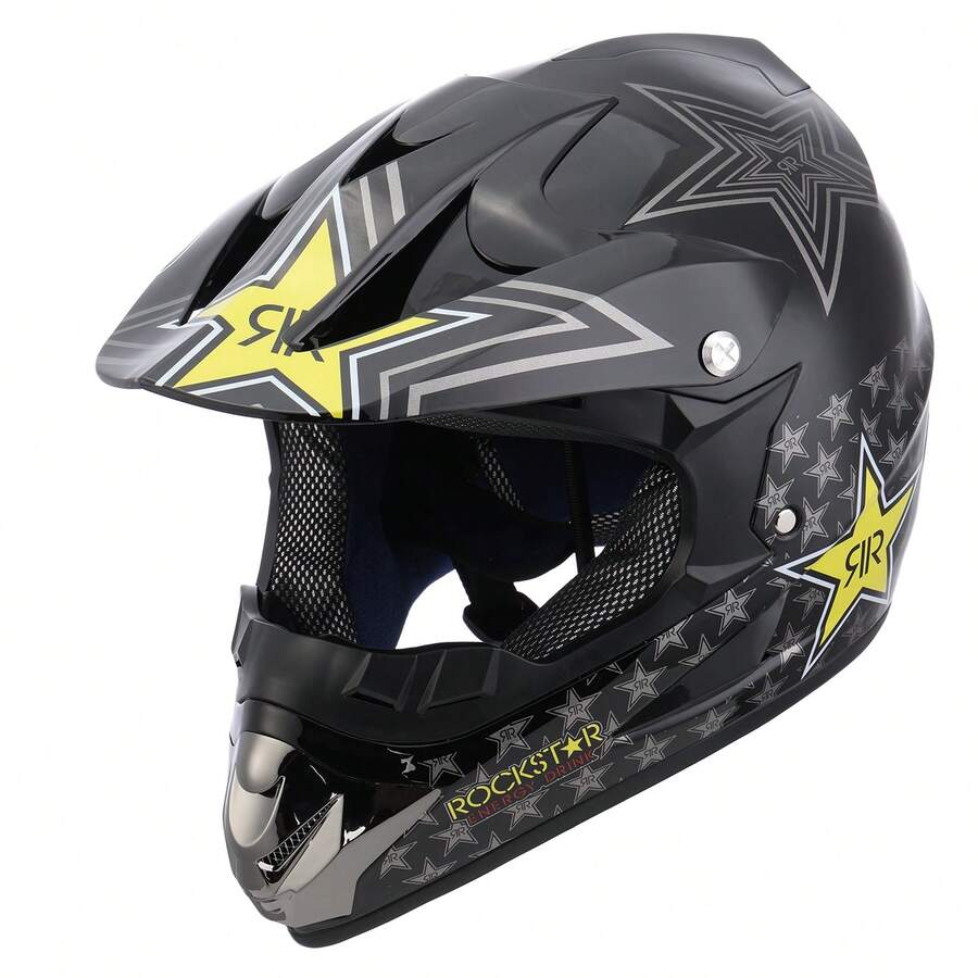 Casco Cross Infantil Niño Moto Con Gafas Guantes Estrella -L