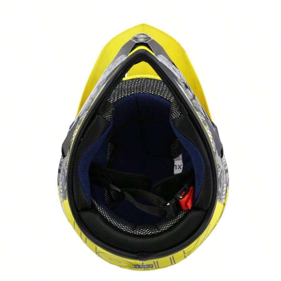 Casco Cross Infantil Niño Moto Con Gafas Guantes Amarillo -M