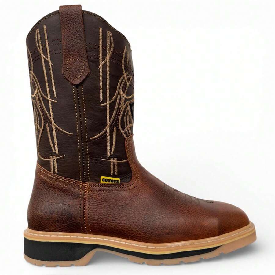 BOTAS INDUSTRIALES CASCO DE ACERO PIEL GENUINA SUELA DOBLE DENSIDAD CONFORT COYOTE