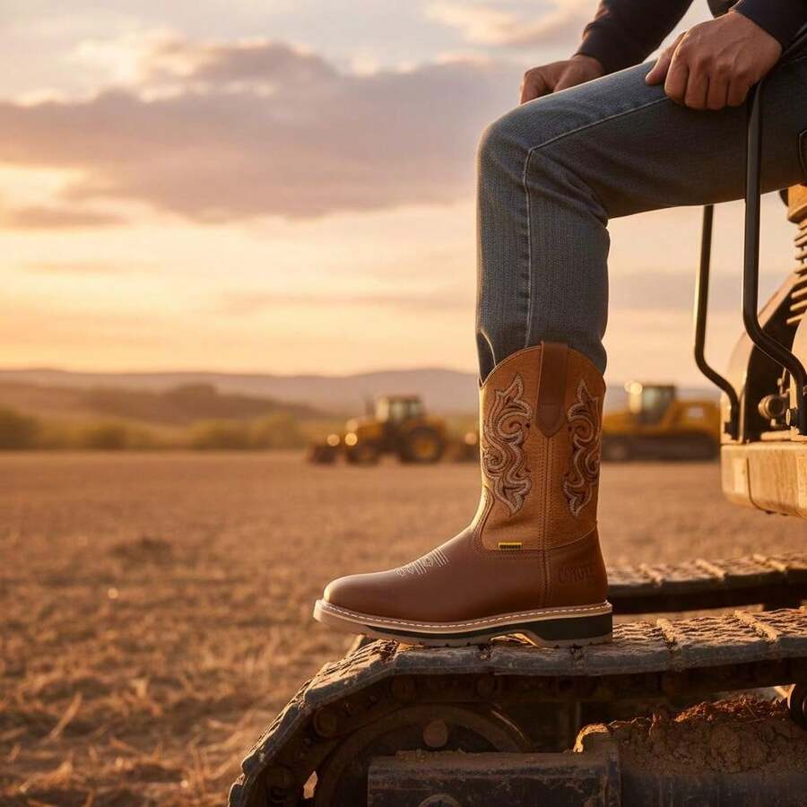 BOTAS INDUSTRIALES CASCO DE ACERO PIEL GENUINA SUELA DOBLE DENSIDAD CONFORT COYOTE