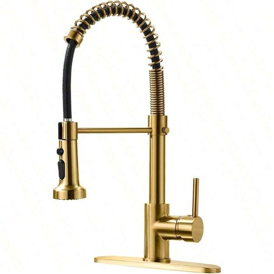 Oro Grifos de Cocina 360° Giratorio Grifos de Fregadero Acero inoxidable
