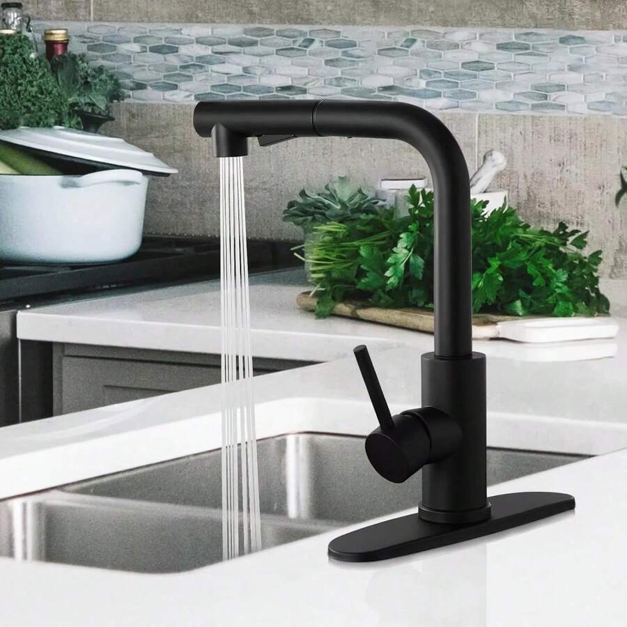 Grifo de cocina giratorio cuadrado monomando de un solo orificio Grifo mezclador de agua caliente y fría