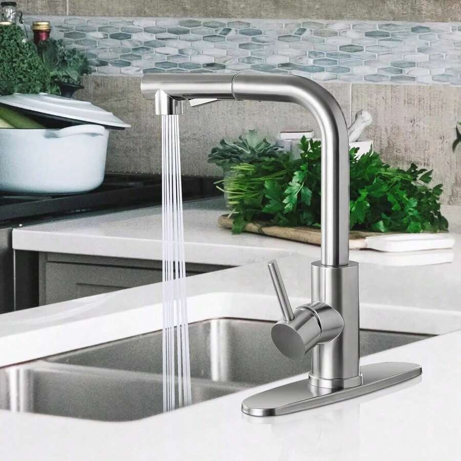 Grifo de cocina giratorio cuadrado monomando de un solo orificio Grifo mezclador de agua caliente y fría