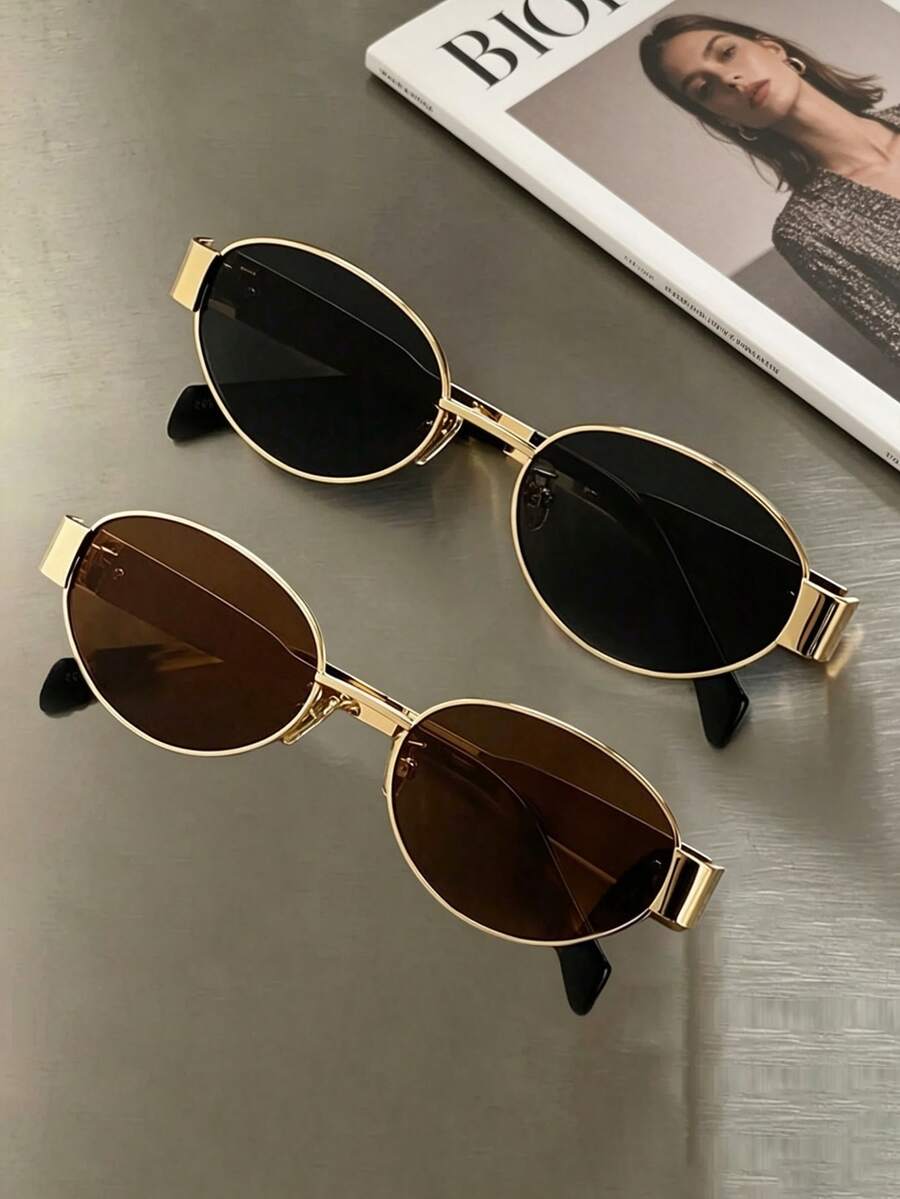gafas con montura de metal ovalada vintage