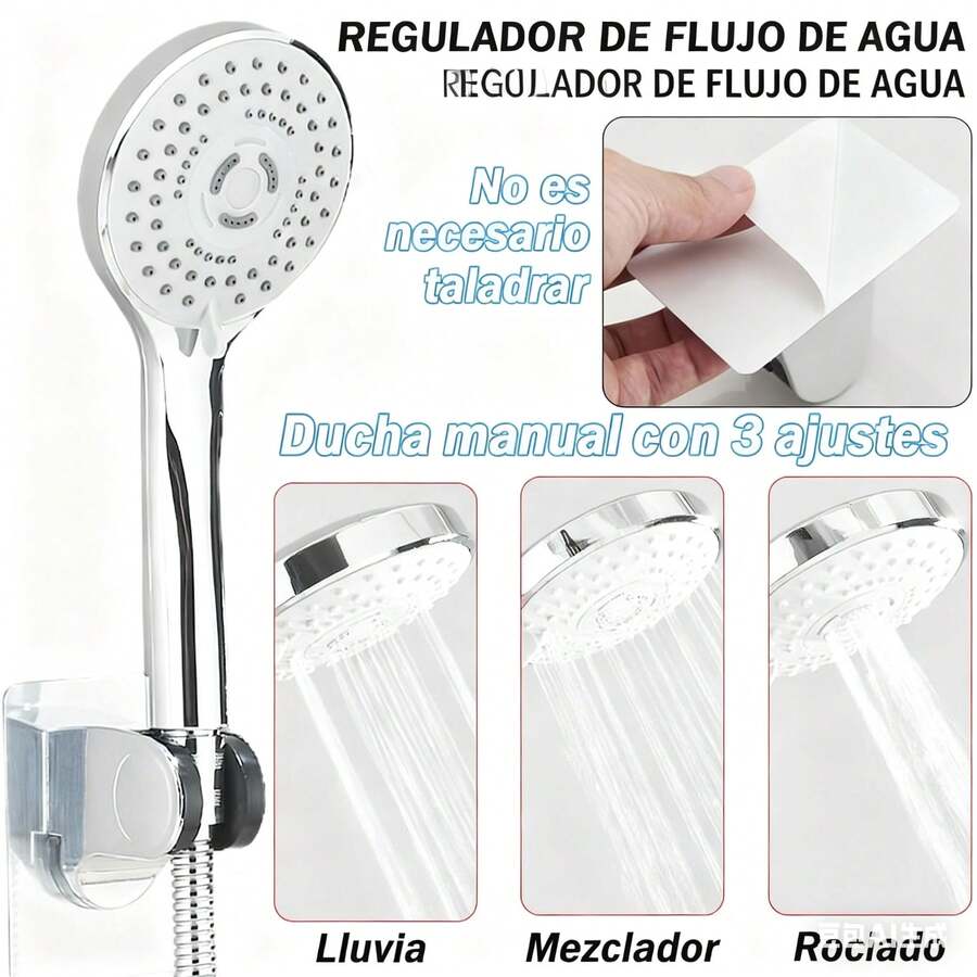 Cabezal de ducha negro mate de 20 cm con efecto lluvia