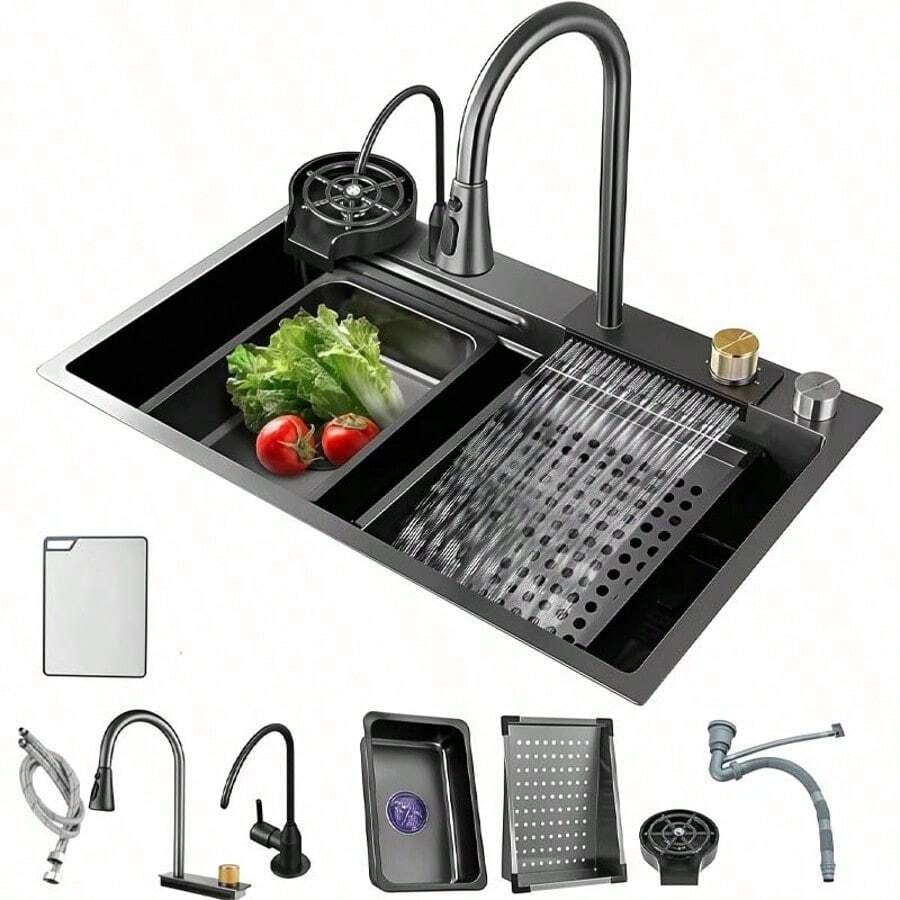 Juego de fregadero de cocina con grifo abatible