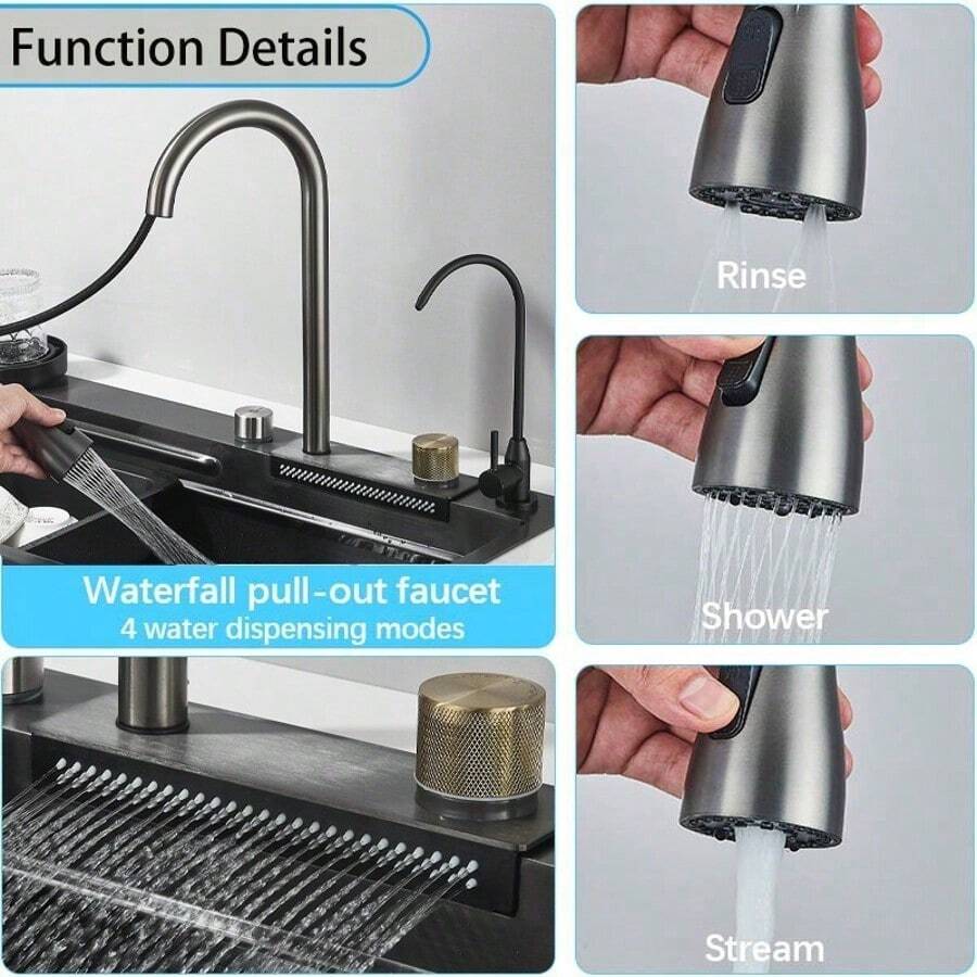 Juego de fregadero de cocina con grifo abatible
