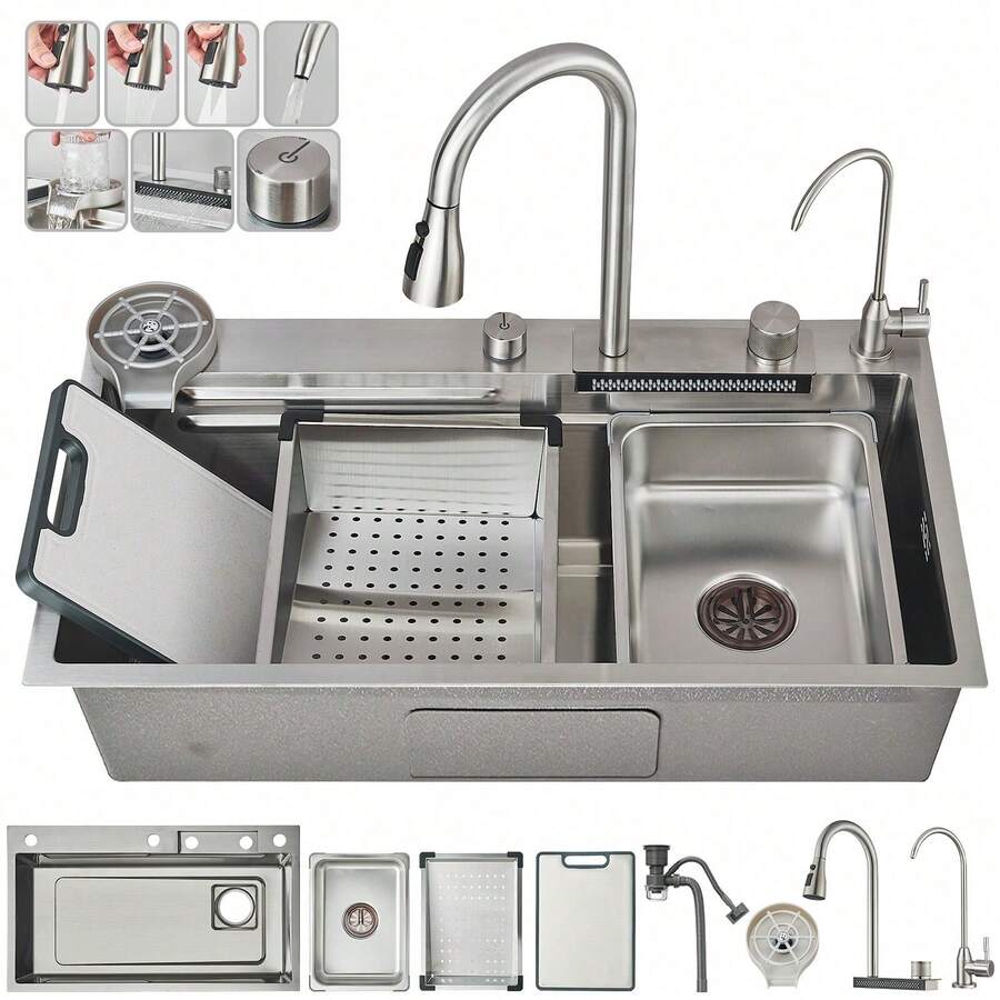 Juego de fregadero de cocina con grifo abatible