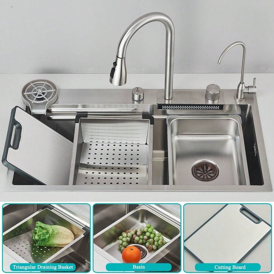 Juego de fregadero de cocina con grifo abatible