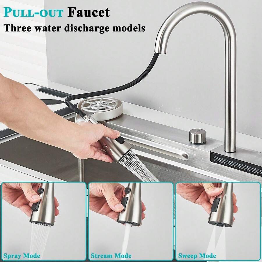 Juego de fregadero de cocina con grifo abatible