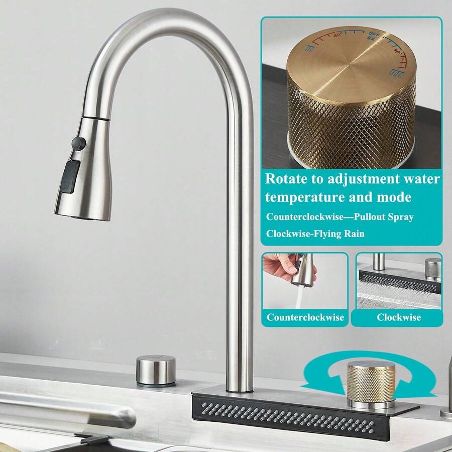 Juego de fregadero de cocina con grifo abatible