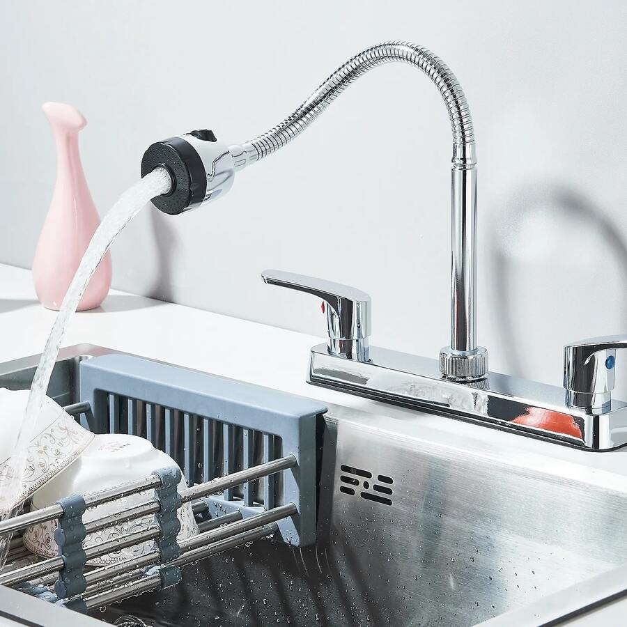 Grifo de cocina con rociador, grifo de cocina de dos manijas