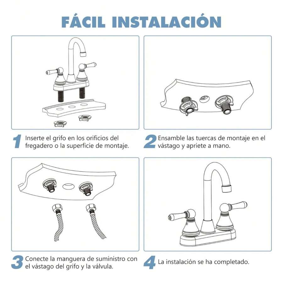 grifo de cocina de doble manija con caño flexible