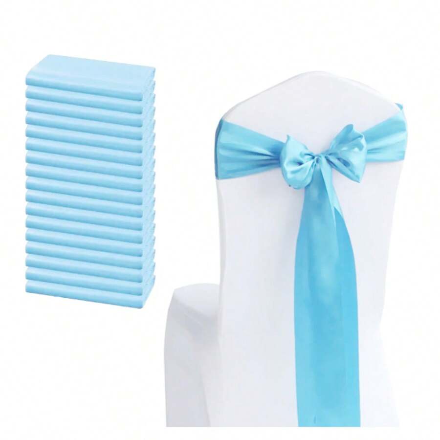 50Pcs Lazos de silla de raso con moño