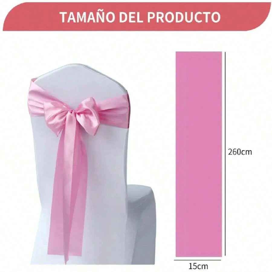 50Pcs Lazos de silla de raso con moño