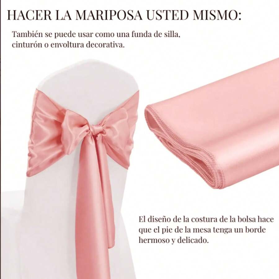 50Pcs Lazos de silla de raso con moño