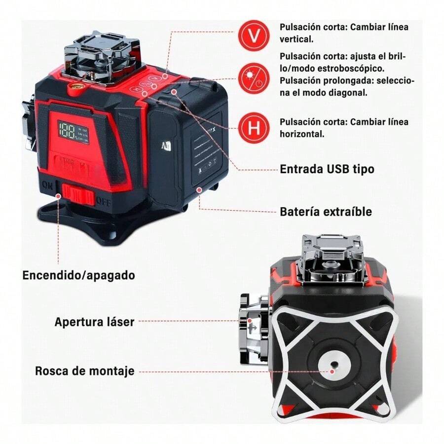 Pointekx Nivel Láser Autonivelante 4D