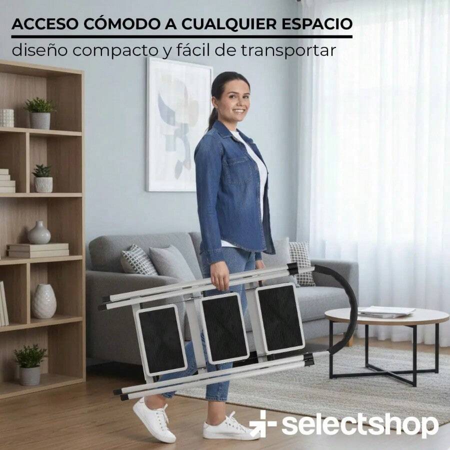 Escalera de Acero Tijera Tubular 3 Peldaños Plegable y Portátil