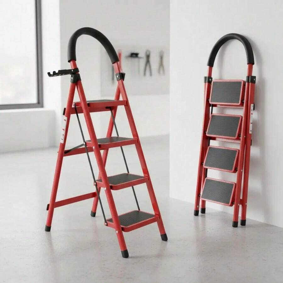 Escalera De Acero Tipo Tijera Plegable 4 Escalones