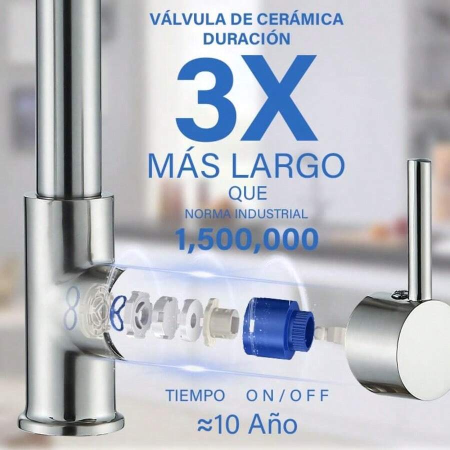 Oro Grifos de Cocina 360° Giratorio Grifos de Fregadero Acero inoxidable