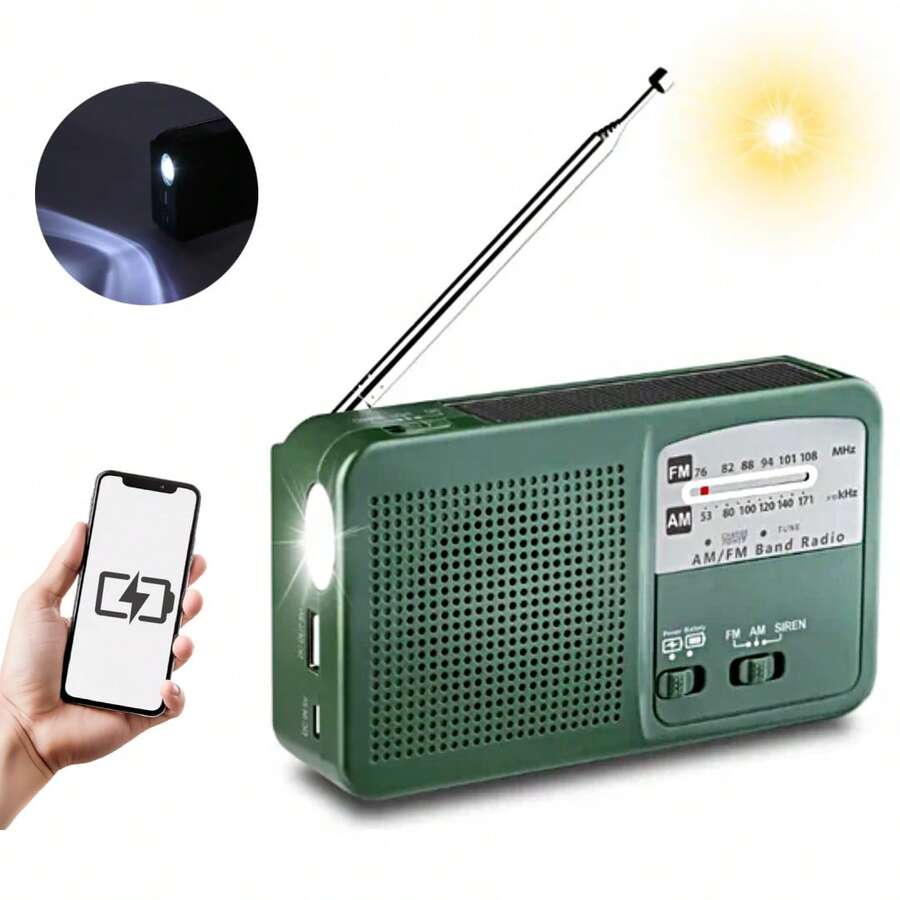Radio De Emergencia 2 En 1 Solar Y De Manivela