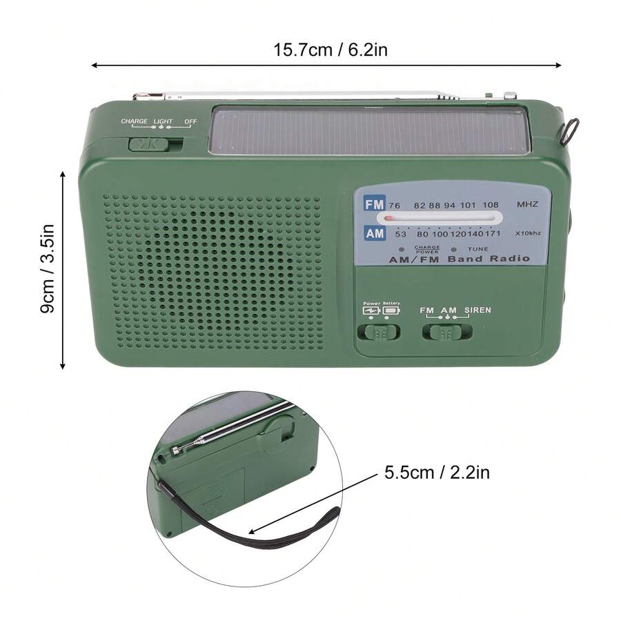 Radio De Emergencia 2 En 1 Solar Y De Manivela