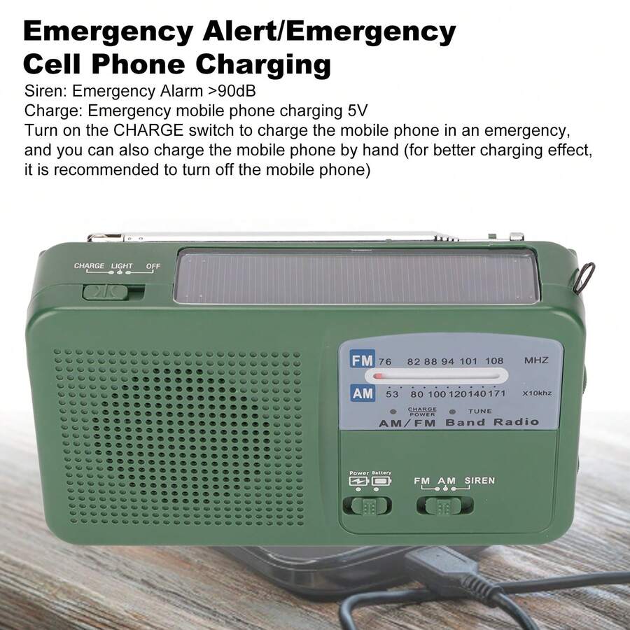 Radio De Emergencia 2 En 1 Solar Y De Manivela