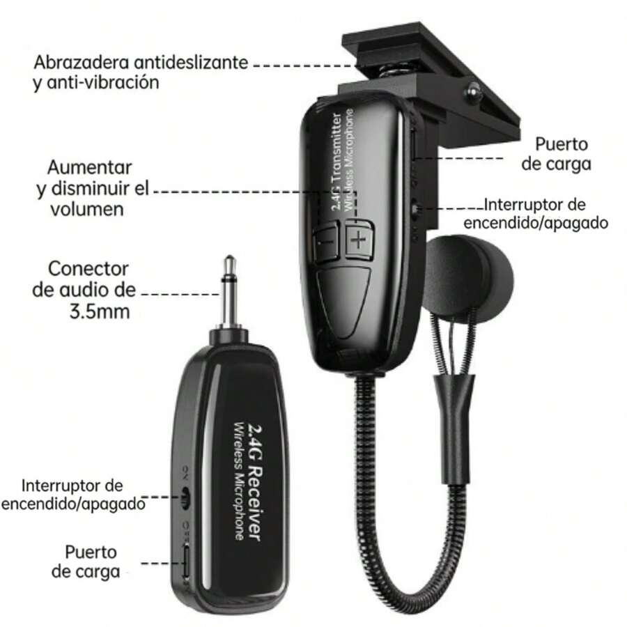 Sistema de micrófono inalámbrico para saxofón