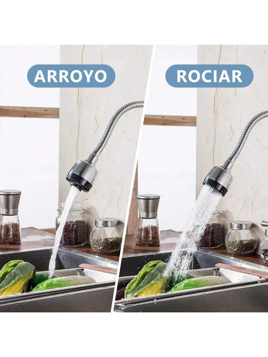 grifo de cocina de doble manija con caño flexible en forma de cuello de cisne