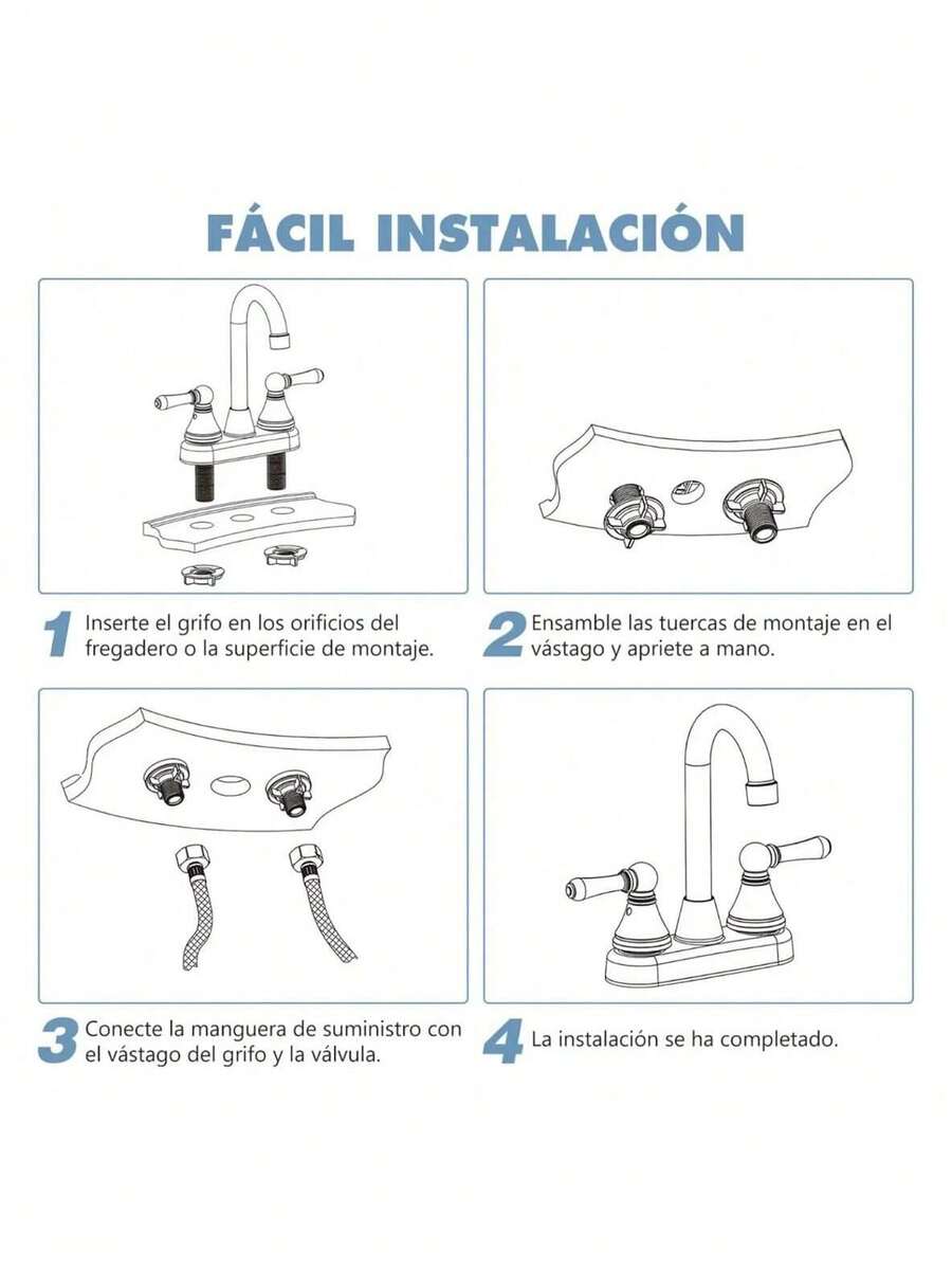 grifo de cocina de doble manija con caño flexible