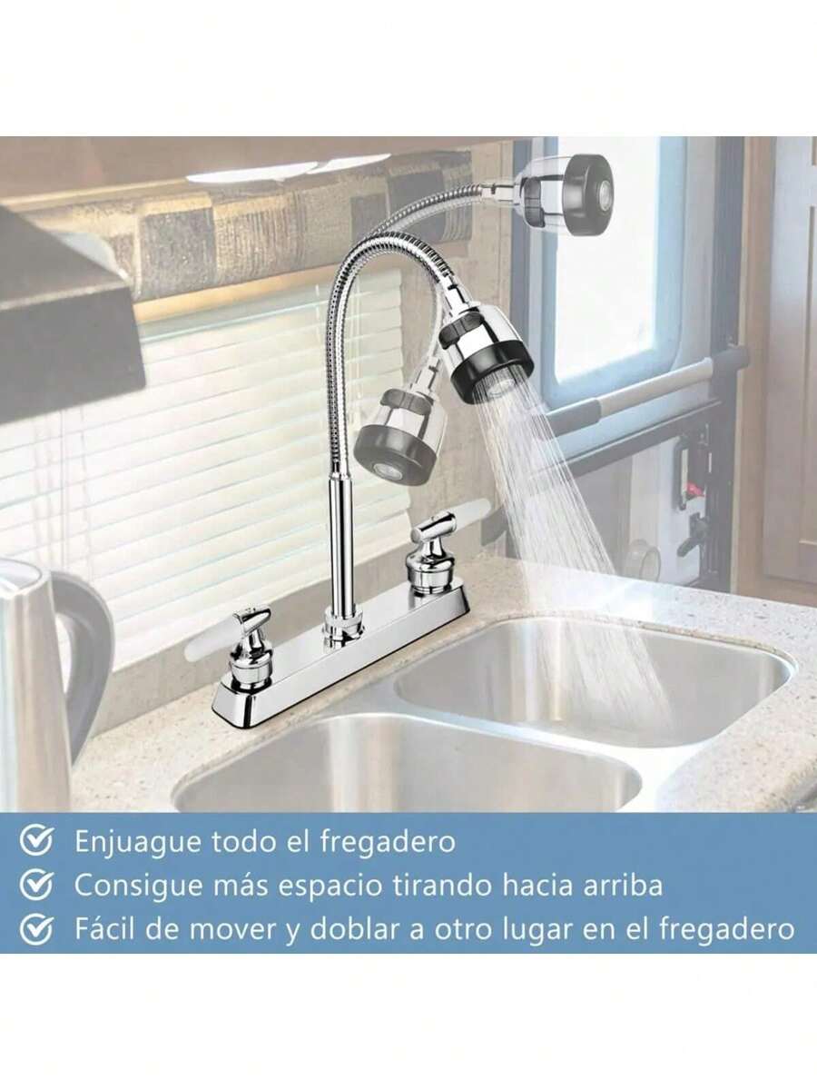 grifo de cocina de doble manija con caño flexible