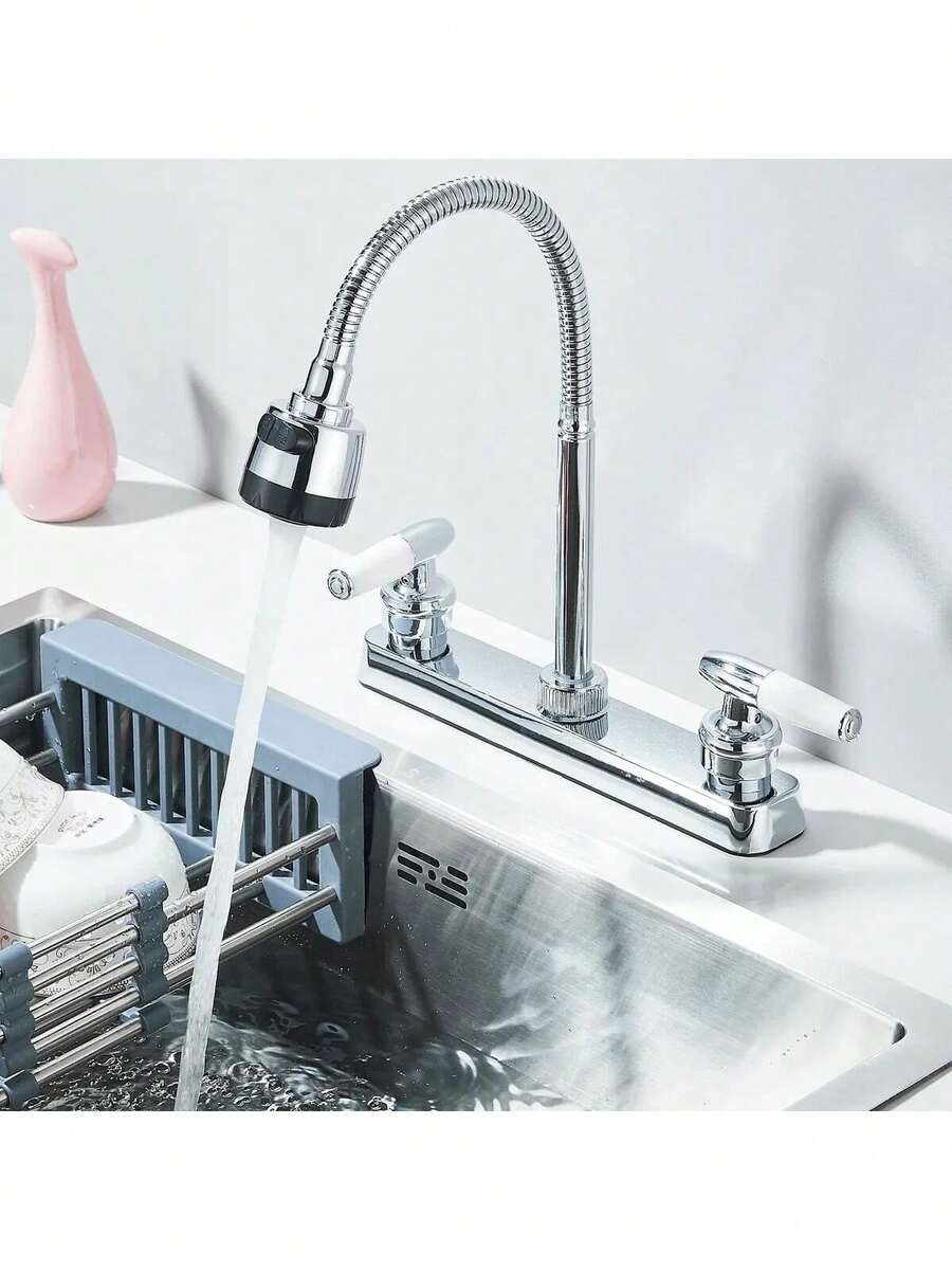 Grifo de cocina con rociador, grifo de cocina de dos manijas