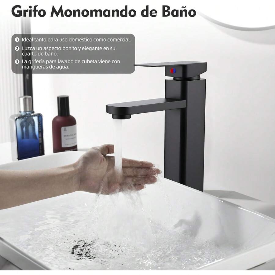 Mcmxtap Grifo de baño plateado/negro mate