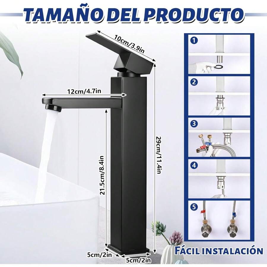 Mcmxtap Grifo de baño plateado/negro mate