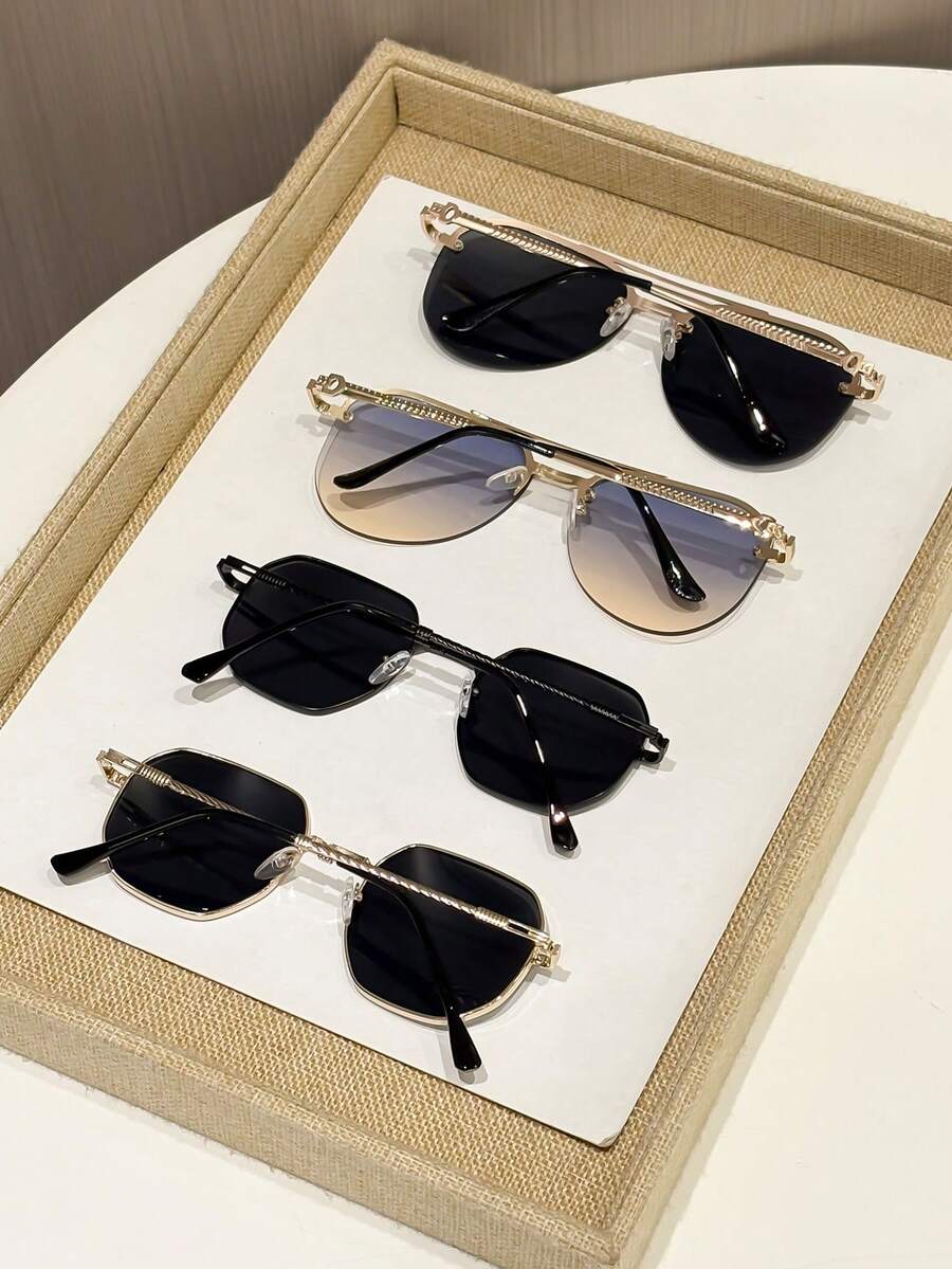 Gafas de moda metálicas y geométricas