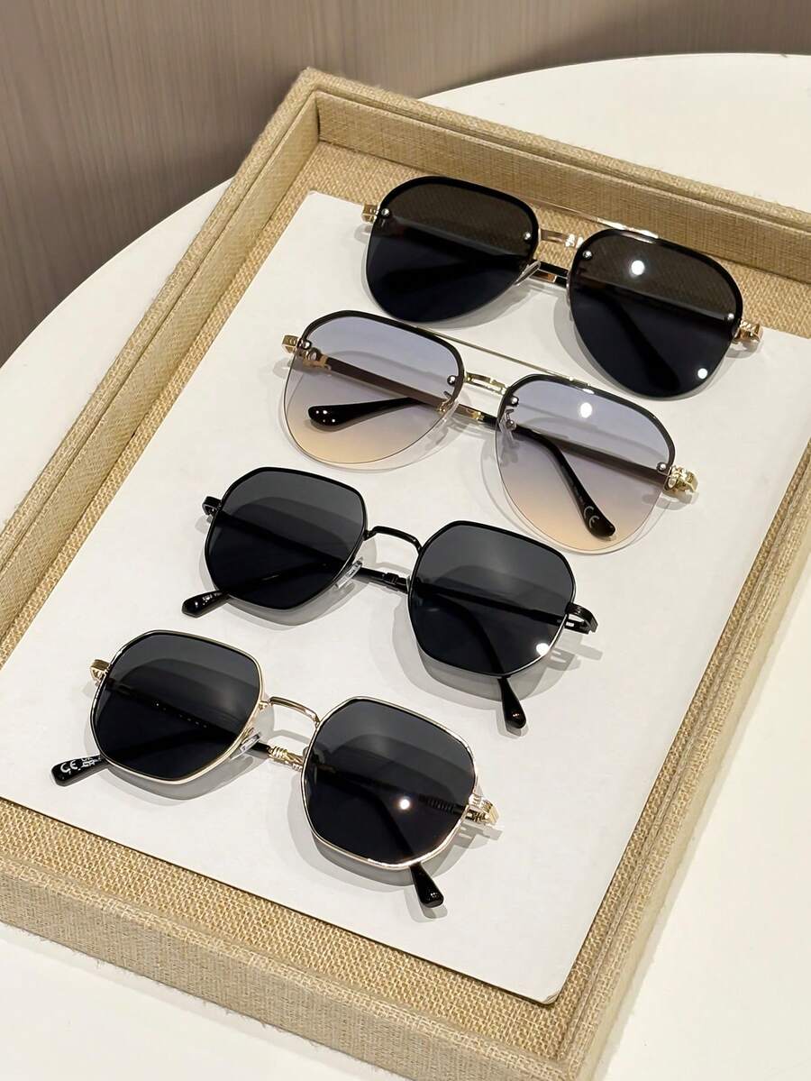 Gafas de moda metálicas y geométricas