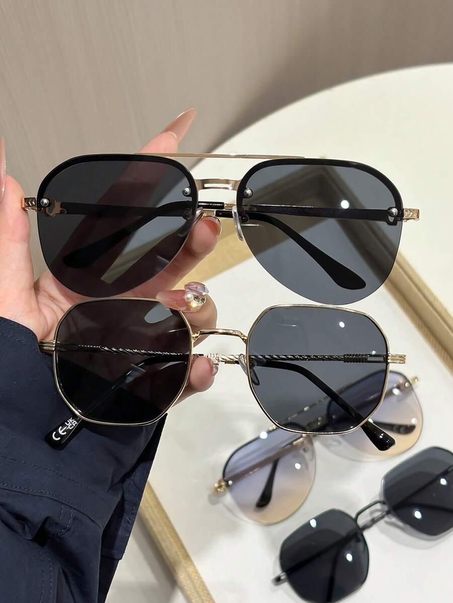 Gafas de moda metálicas y geométricas
