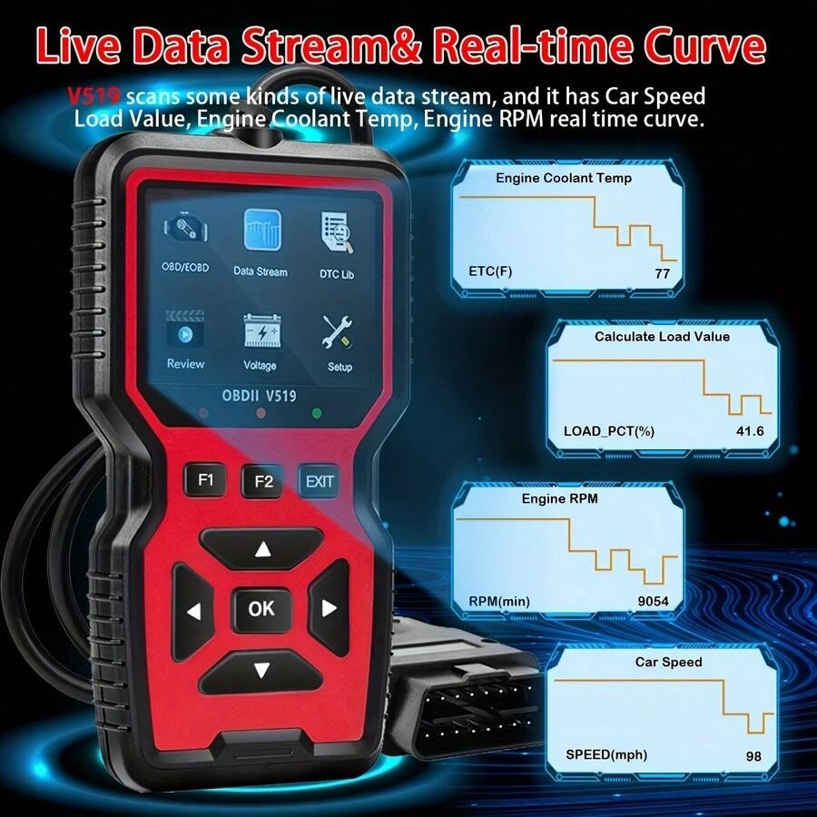 V519 Escánerpal OBD2 - Herramienta de diagnóstico automotriz alimentada