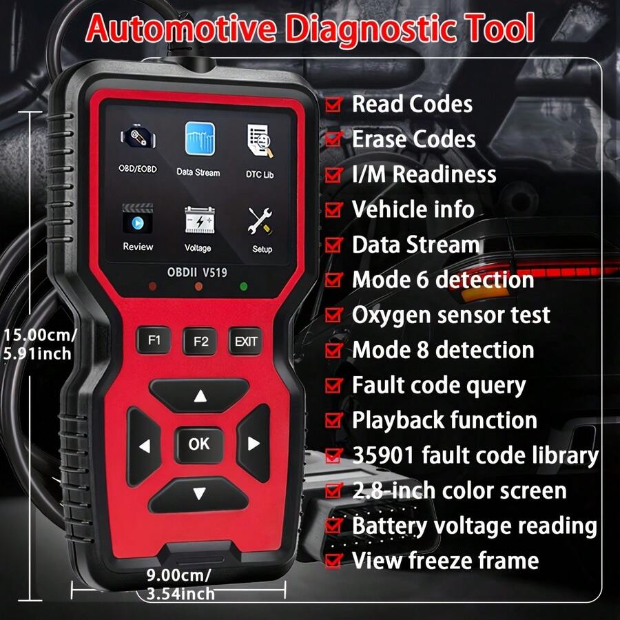 V519 Escánerpal OBD2 - Herramienta de diagnóstico automotriz alimentada