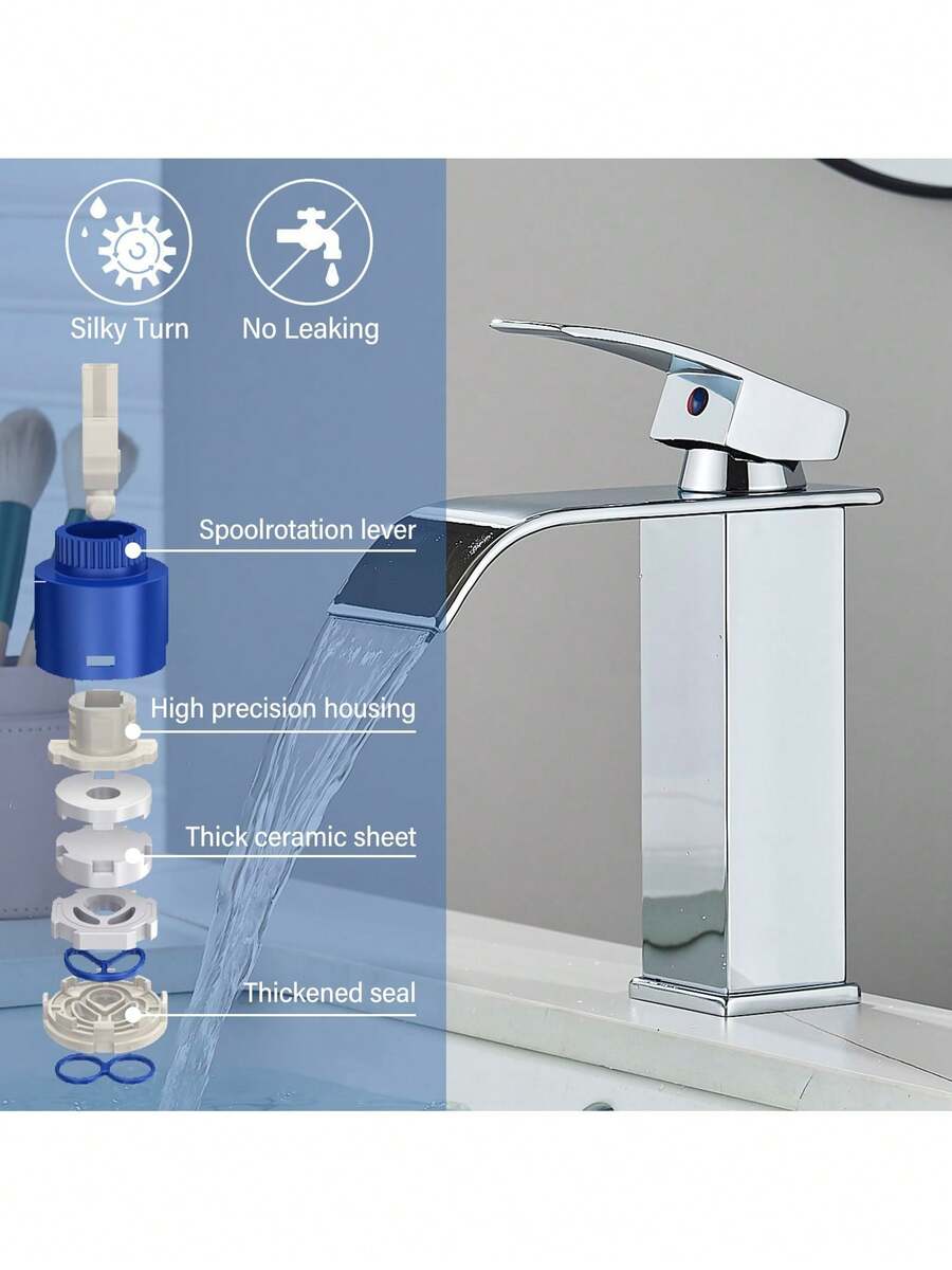 Grifo de baño cromado para lavabo