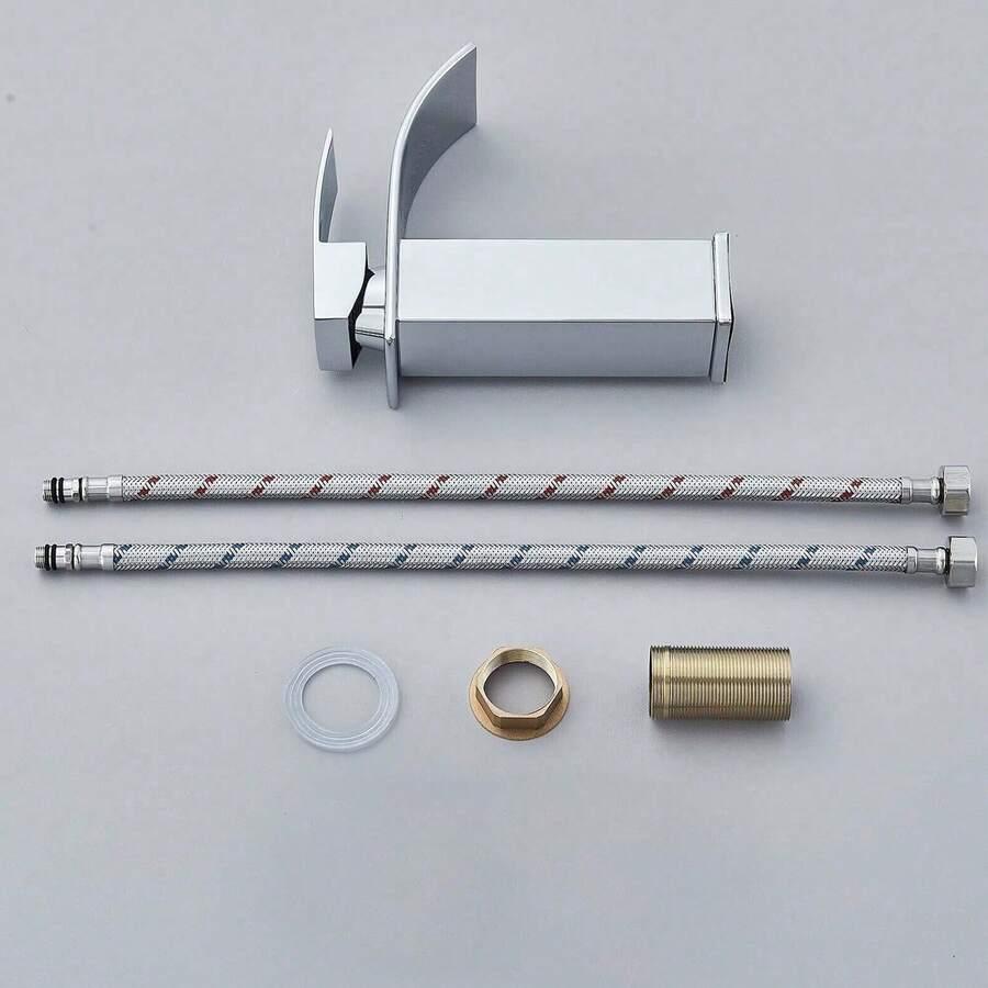 Grifo para lavabo Dorado moderno alto tipo cascada con 2 mangueras