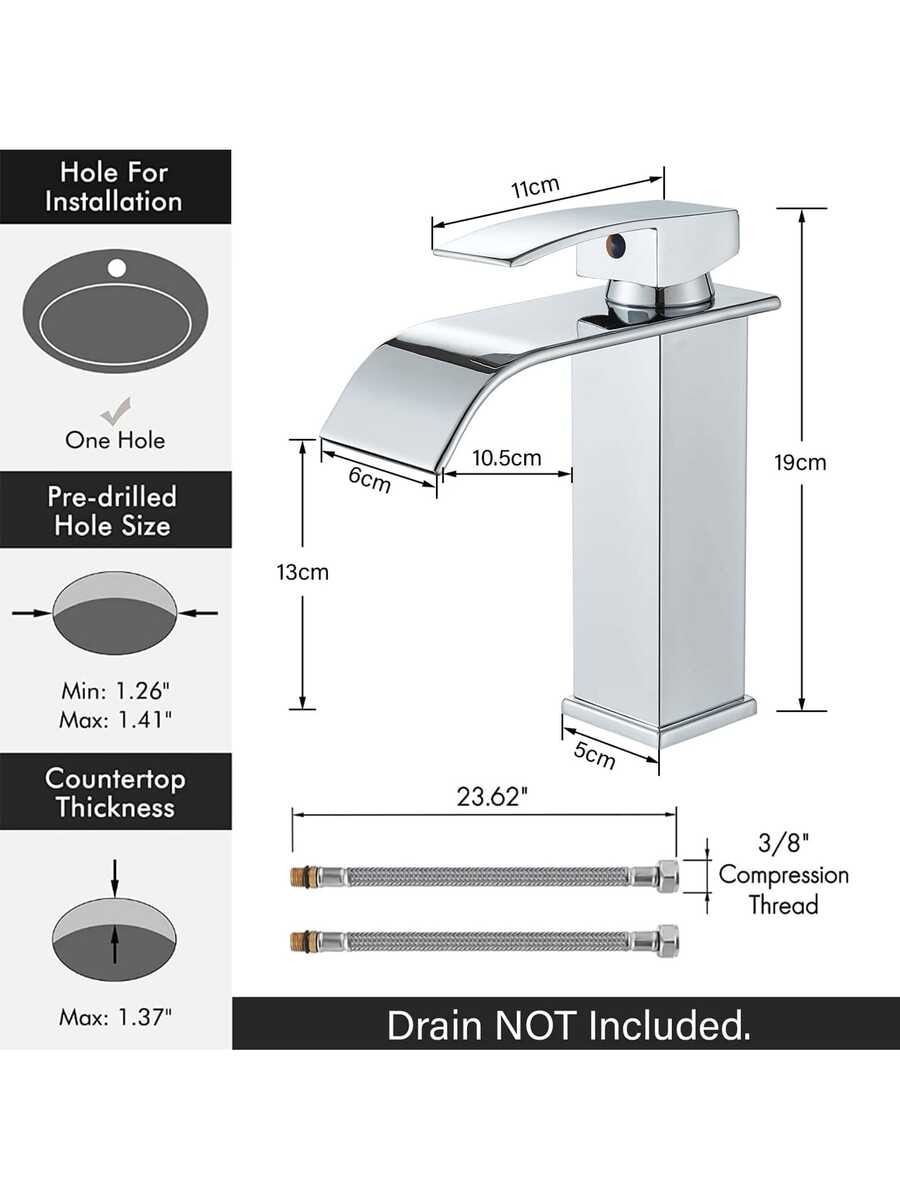 Grifo de baño cromado para lavabo