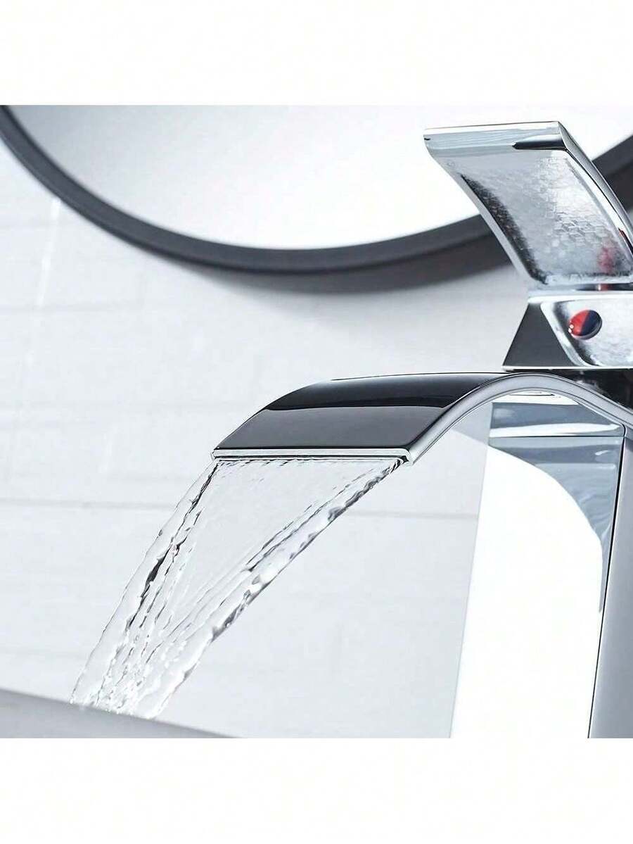 Grifo para lavabo Dorado moderno alto tipo cascada con 2 mangueras