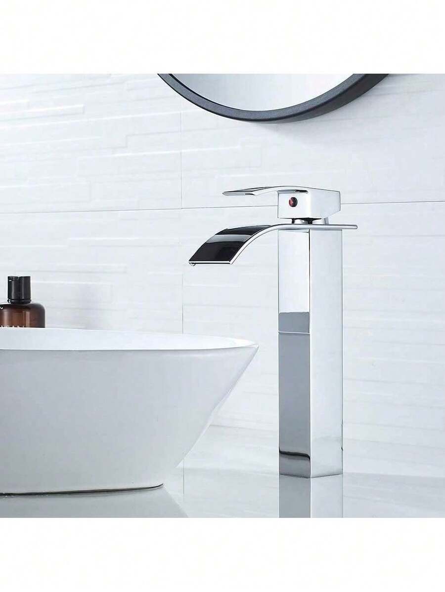 Grifo para lavabo Dorado moderno alto tipo cascada con 2 mangueras