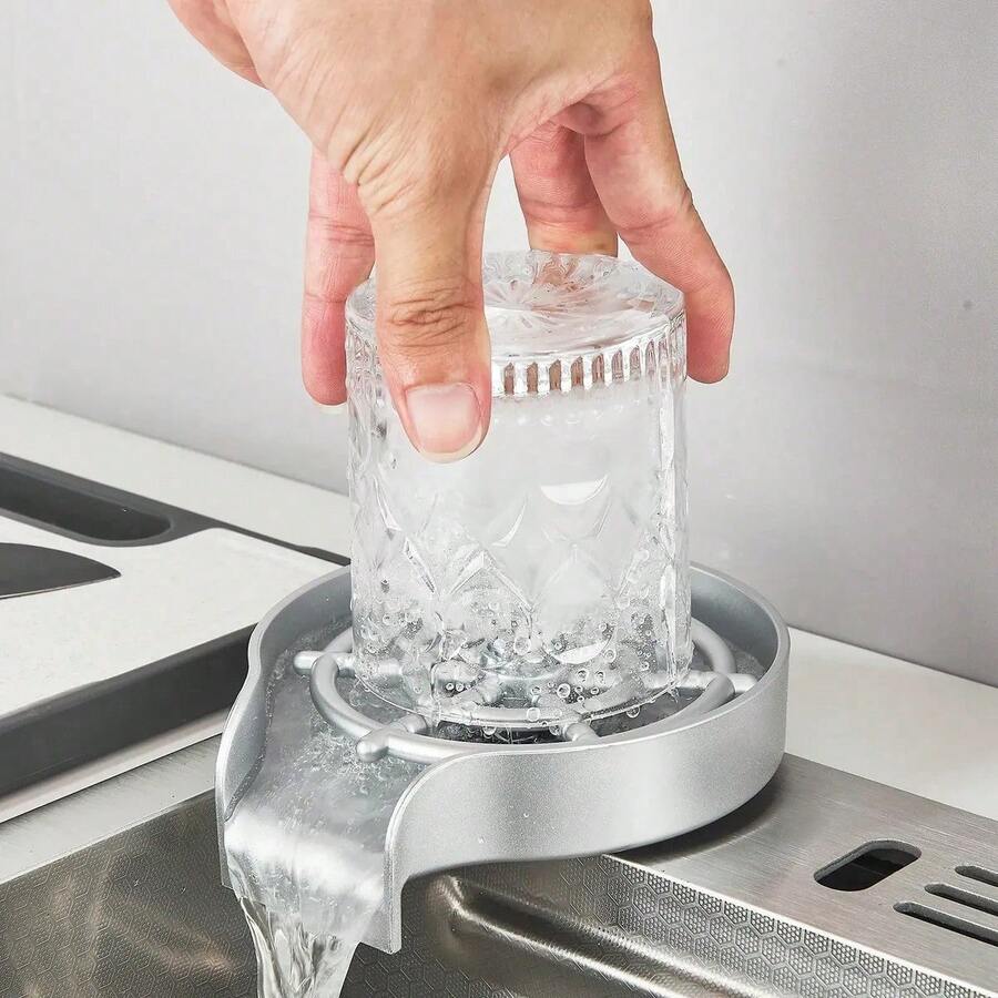Fregadero de cocina de acero inoxidable con soporte para cuchillos, colador, dispensador de jabón, grifo con filtro de agua, tabla de cortar y portavasos (80 * 46 cm)