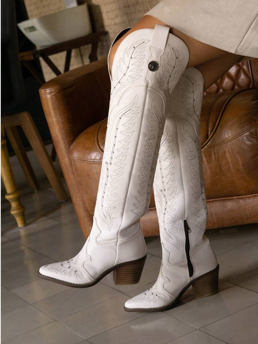 Botas estilo vaquero western diseño clásico de caña alta