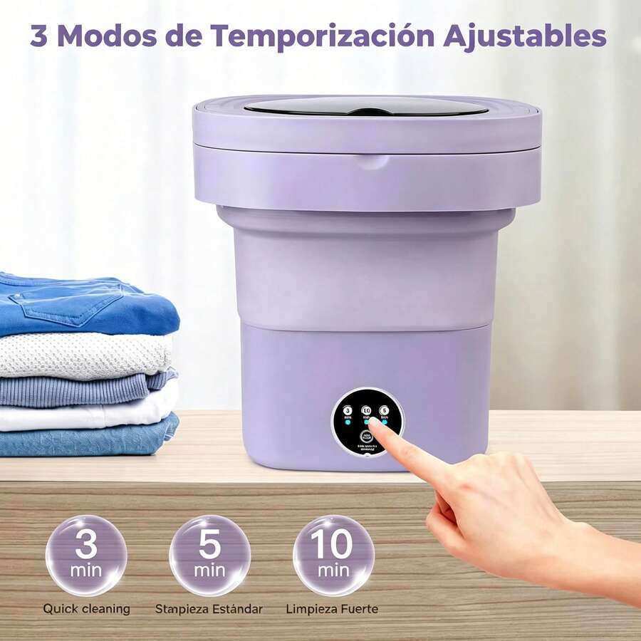 D&M Lavadora Portátil Plegable de 7L con Función de Secado