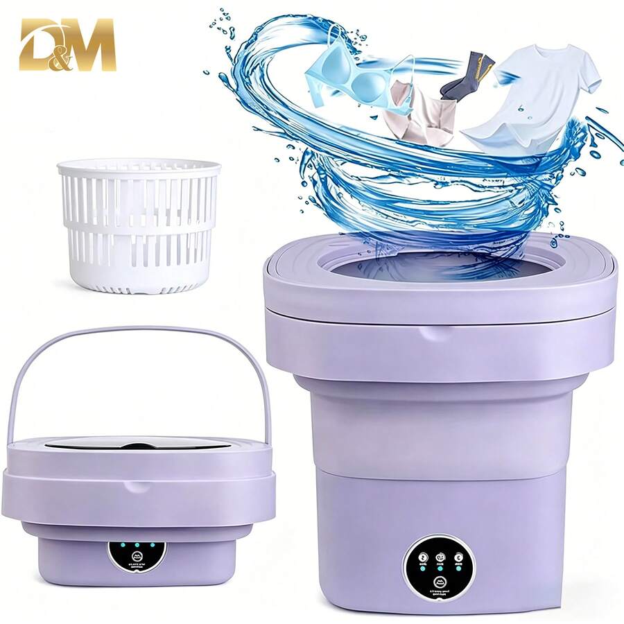 D&M Lavadora Portátil Plegable de 7L con Función de Secado