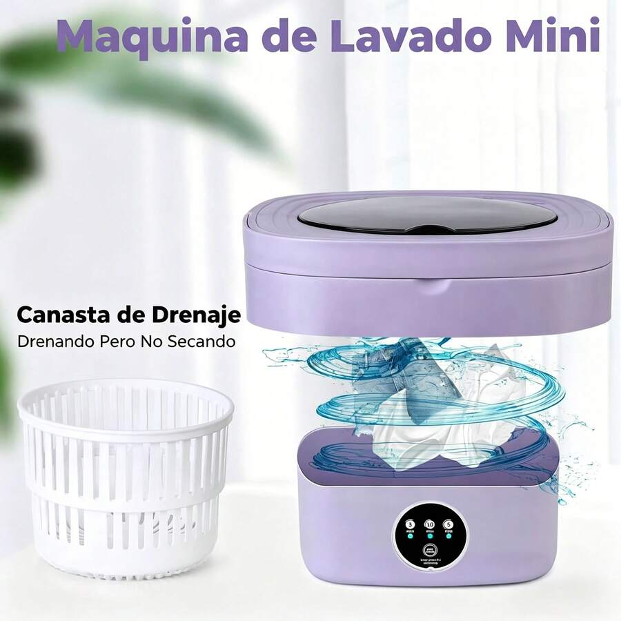 D&M Lavadora Portátil Plegable de 7L con Función de Secado